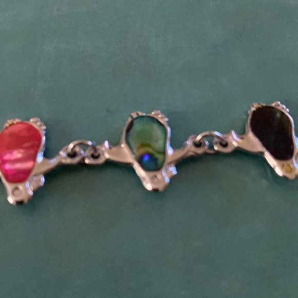 Mother of pearl inlay line bracelet 7”Casual fun Stainless steel. Dainty - Picture 2 of 4